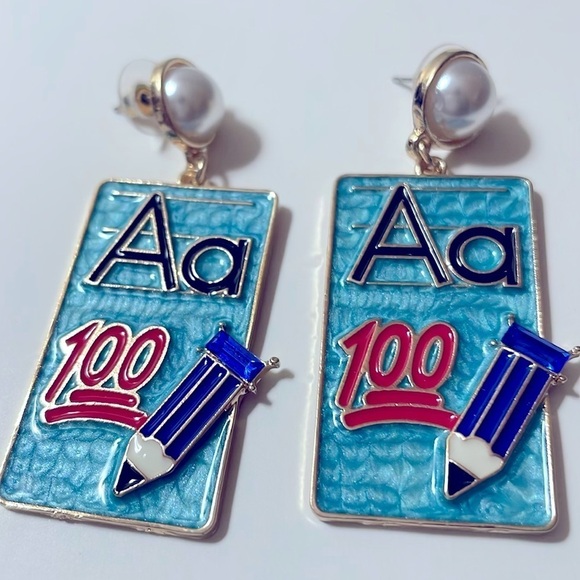 School Paper A 100 Enamel Drop Earrings - Picture 3 of 11